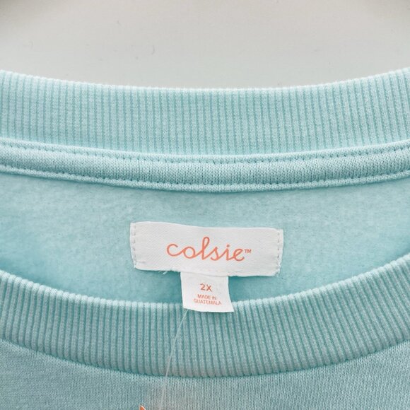 Colsie Womens Plus Size 2X Long Sleeve Crewneck Fleece Lounge Sweatshirt 2215 - Picture 6 of 8